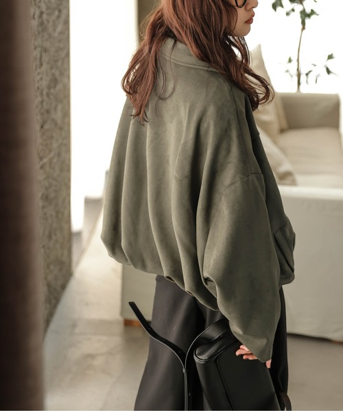 AMELY（エミリー）の「フェイクスエードドルマンジャケット（その他アウター・レディース・ベージュ/ブラック/カーキ/ブラウン・フリー）」の7枚目の写真