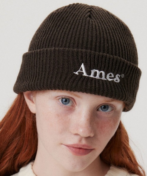 AMESWORLDWIDE(アメスワールドワイド)の「A'GEM/9 × .kom『AMES WORLDWIDE/アメスワールドワイド』BASIC LOGO BEANIE/ベーシックロゴ ビーニー(ニットキャップ/ビーニー・レディース・ホワイト/ブラウン/ピンク/ベージュ/チャコールグレー/ブラック/ライトブルー・FREE)」の9枚目の写真