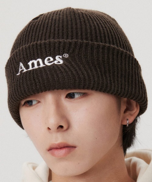 AMESWORLDWIDE(アメスワールドワイド)の「A'GEM/9 × .kom『AMES WORLDWIDE/アメスワールドワイド』BASIC LOGO BEANIE/ベーシックロゴ ビーニー(ニットキャップ/ビーニー・レディース・ホワイト/ブラウン/ピンク/ベージュ/チャコールグレー/ブラック/ライトブルー・FREE)」の11枚目の写真