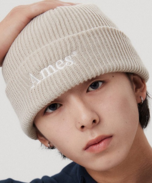 AMESWORLDWIDE(アメスワールドワイド)の「A'GEM/9 × .kom『AMES WORLDWIDE/アメスワールドワイド』BASIC LOGO BEANIE/ベーシックロゴ ビーニー(ニットキャップ/ビーニー・レディース・ホワイト/ブラウン/ピンク/ベージュ/チャコールグレー/ブラック/ライトブルー・FREE)」の16枚目の写真