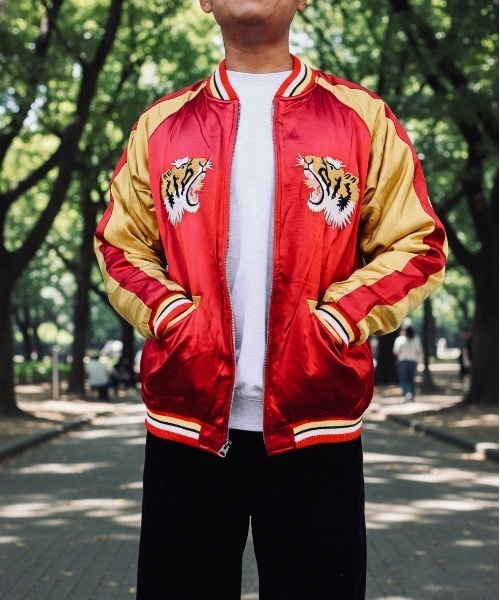 HOUSTON(ヒューストン)の「HOUSTON / RAYON SOUVENIR JACKET TIGER/ 51525(スカジャン・メンズ・マルーン/ネイビー/ブラック・X-LARGE/LARGE)」の22枚目の写真