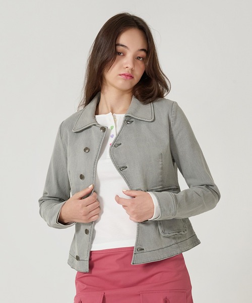 アシンメトリー デニム ジャケット TINA：JOJUN（デニムジャケット