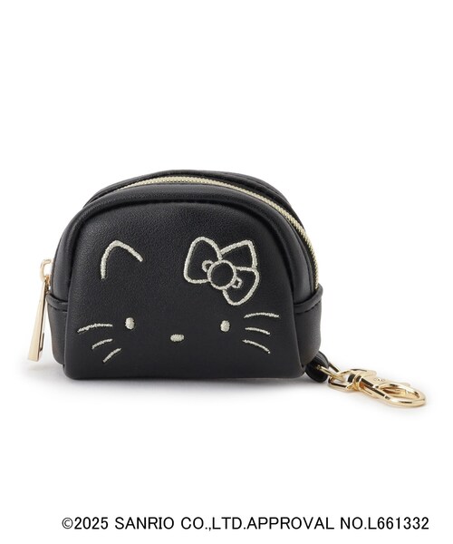 grove（グローブ）の「【ハローキティ】フェイス刺繍チャームポーチ（ポーチ・レディース・ブラック/ピンクゴールド・00）」の2枚目の写真