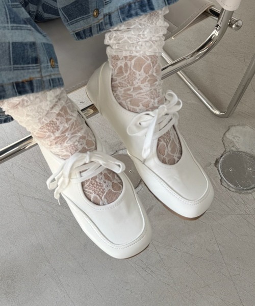 SANSeLF（サンセルフ）の「【SANSeLF】 メリージェーンシューズ レースアップ スクエアトゥ フラット sas25a028（その他シューズ・レディース・ホワイト・38/39/37/36）」の6枚目の写真