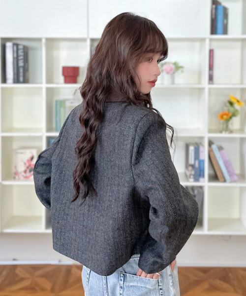 セール】【Good Riddance】コーデュロイ襟 ツイード ブルゾン