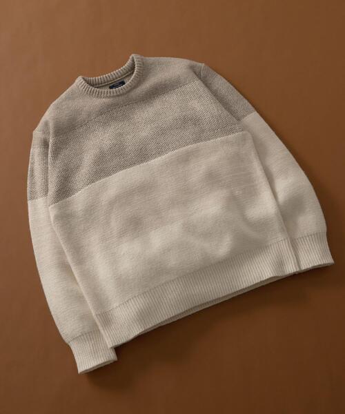 ITEMS URBANRESEARCH(アイテムズ アーバンリサーチ)の「リサイクルヤーン グラデーションニット(ニット/セーター・メンズ・グレー/ブラック/ベージュ・MEDIUM/LARGE)」の3枚目の写真