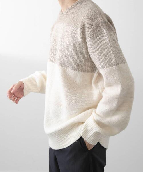 ITEMS URBANRESEARCH(アイテムズ アーバンリサーチ)の「リサイクルヤーン グラデーションニット(ニット/セーター・メンズ・グレー/ブラック/ベージュ・MEDIUM/LARGE)」の10枚目の写真