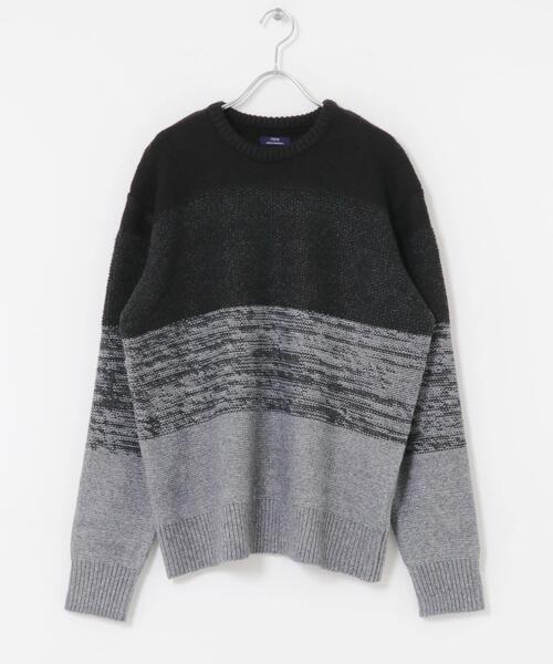 ITEMS URBANRESEARCH(アイテムズ アーバンリサーチ)の「リサイクルヤーン グラデーションニット(ニット/セーター・メンズ・グレー/ブラック/ベージュ・MEDIUM/LARGE)」の7枚目の写真