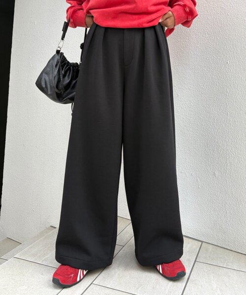 CIAOPANIC TYPY(チャオパニックティピー)の「【UNISEX】スラックス見え/あったかワイドスウェットパンツ(その他パンツ・レディース・ブラック/グレー/ブラウン・MEDIUM/LARGE)」の4枚目の写真