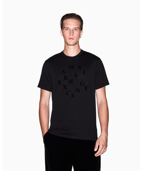 セールSS ARMANI EXCHANGE A/X アルマーニエクスチェンジ Tシャツ メンズ 半袖 総柄 同色ロゴ クルーネック コットン 綿100％ XM000478 AF10337 ブランド カジュアル スポーティ ジム 大きいサイズ ブラック セール】【A|X アルマーニ エクスチェンジ】AXロゴ 半袖クルーネックT
