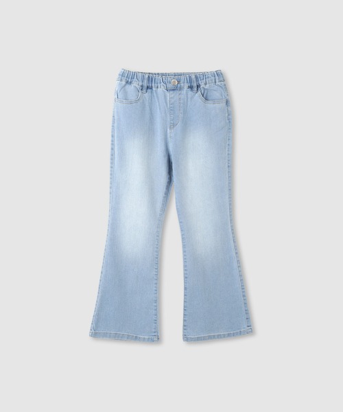 NAVY（ネイビー）の「NAVY のびるモン デニムストレッチフレアギャザーパンツ（デニムパンツ・キッズ・ブラック/ブルー系・120/160/150/140/130）」の2枚目の写真