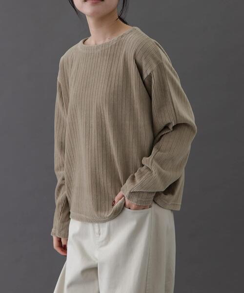 FORK&SPOON（フォークアンドスプーン）の「FORK&SPOON　ストライプモールボートネックプルオーバー（Tシャツ/カットソー・レディース・ベージュ/ネイビー/アイボリー・1）」の16枚目の写真