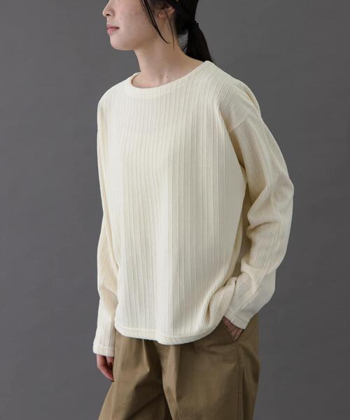 FORK&SPOON（フォークアンドスプーン）の「FORK&SPOON　ストライプモールボートネックプルオーバー（Tシャツ/カットソー・レディース・ベージュ/ネイビー/アイボリー・1）」の13枚目の写真