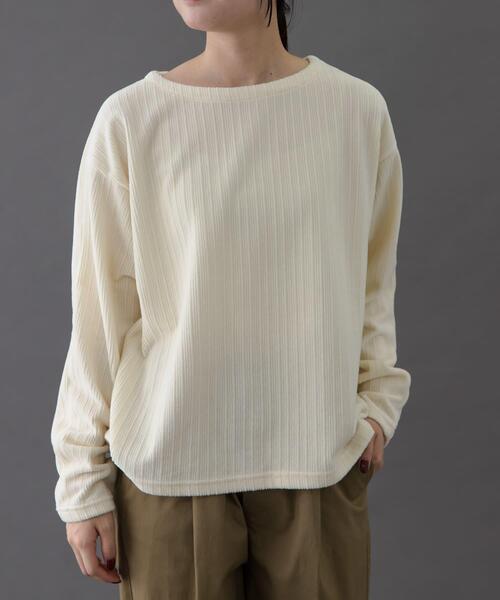 FORK&SPOON（フォークアンドスプーン）の「FORK&SPOON　ストライプモールボートネックプルオーバー（Tシャツ/カットソー・レディース・ベージュ/ネイビー/アイボリー・1）」の8枚目の写真