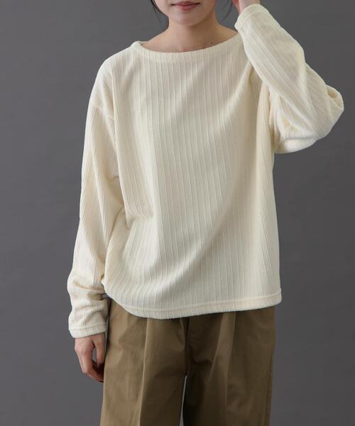 FORK&SPOON（フォークアンドスプーン）の「FORK&SPOON　ストライプモールボートネックプルオーバー（Tシャツ/カットソー・レディース・ベージュ/ネイビー/アイボリー・1）」の9枚目の写真