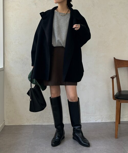 DouDou（ドゥドゥ）の「ダブルフェイスドルマンコート（その他アウター・レディース・キャメル/ブラック/ベージュ・FREE）」の4枚目の写真