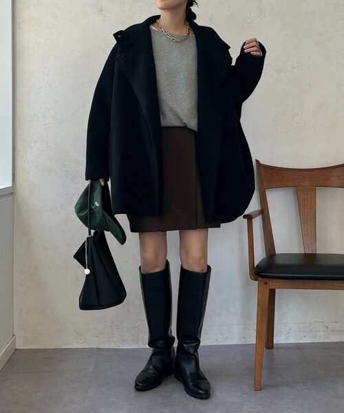 DouDou（ドゥドゥ）の「ダブルフェイスドルマンコート（その他アウター・レディース・キャメル/ブラック/ベージュ・FREE）」の5枚目の写真