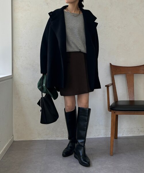 DouDou（ドゥドゥ）の「ダブルフェイスドルマンコート（その他アウター・レディース・キャメル/ブラック/ベージュ・FREE）」の6枚目の写真