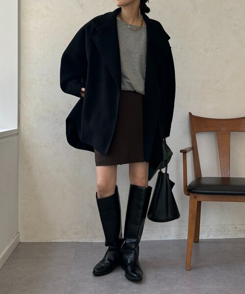 DouDou（ドゥドゥ）の「ダブルフェイスドルマンコート（その他アウター・レディース・キャメル/ブラック/ベージュ・FREE）」の7枚目の写真