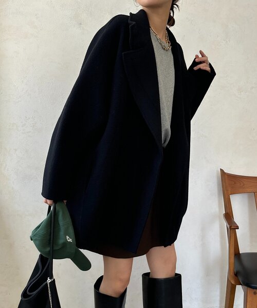 DouDou（ドゥドゥ）の「ダブルフェイスドルマンコート（その他アウター・レディース・キャメル/ブラック/ベージュ・FREE）」の9枚目の写真