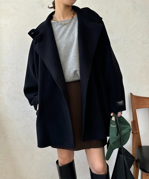 DouDou（ドゥドゥ）の「ダブルフェイスドルマンコート（その他アウター・レディース・キャメル/ブラック/ベージュ・FREE）」の11枚目の写真