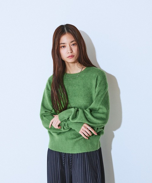 JEANASIS（ジーナシス）の「アンゴラセミシャギークルーネックプルオーバー/603978（ニット/セーター・レディース・ネイビー/グレー/グリーン・FREE）」の16枚目の写真