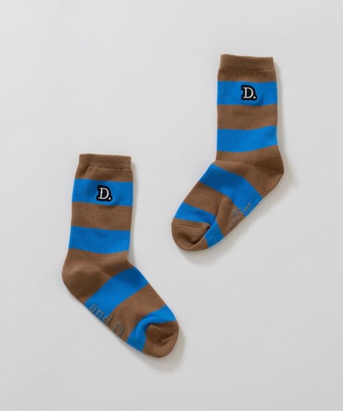 and D. petit main(アンドディープティマイン)の「【365D.】ワイドボーダソックス/靴下/刺繍(ソックス/靴下・キッズ・ブラウン/ピンク/ベージュ/オレンジ/トップグレー/ブラック・21-23cm/18-20cm/15-17cm)」の4枚目の写真