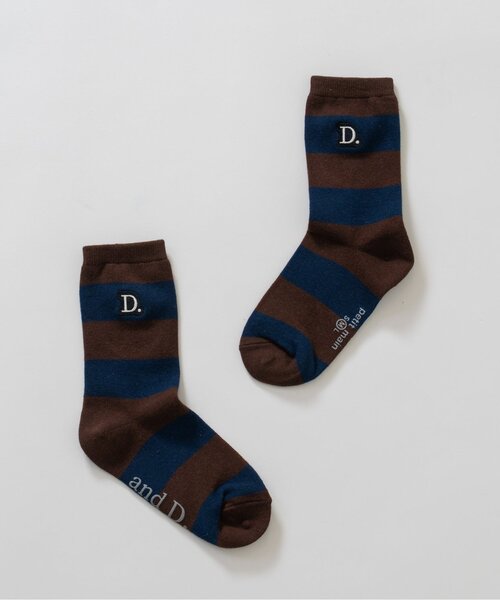 and D. petit main(アンドディープティマイン)の「【365D.】ワイドボーダソックス/靴下/刺繍(ソックス/靴下・キッズ・ブラウン/ピンク/ベージュ/オレンジ/トップグレー/ブラック・21-23cm/18-20cm/15-17cm)」の3枚目の写真
