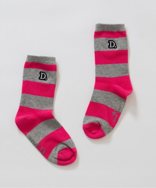 and D. petit main(アンドディープティマイン)の「【365D.】ワイドボーダソックス/靴下/刺繍(ソックス/靴下・キッズ・ブラウン/ピンク/ベージュ/オレンジ/トップグレー/ブラック・21-23cm/18-20cm/15-17cm)」の5枚目の写真