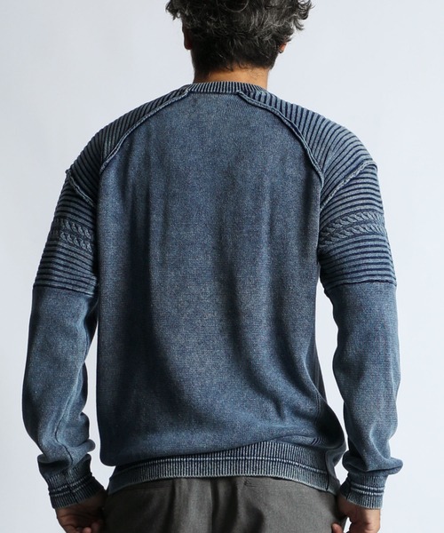 The DUFFER of ST.GEORGE（ザダファーオブセントジョージ）の「[INDIGO LABEL] COLLEGE KNIT：インディゴ カレッジニット（ニット/セーター・メンズ・インディゴブルー・X-LARGE/LARGE/MEDIUM）」の8枚目の写真
