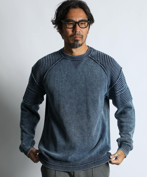 セール】[INDIGO LABEL] COLLEGE KNIT：インディゴ カレッジニット