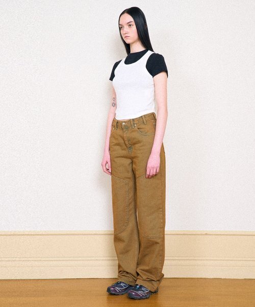 PARTIMENTO WOMEN（パルティメントウィメン）の「ダブルニージン_ウォッシュドベージュ（デニムパンツ・レディース・その他・SMALL/MEDIUM）」の2枚目の写真