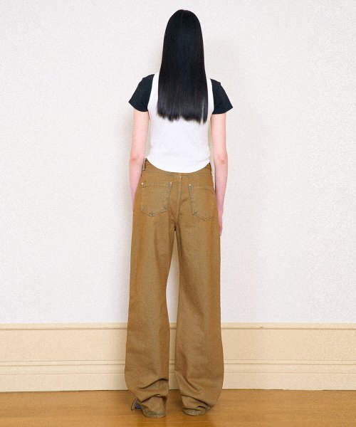 PARTIMENTO WOMEN（パルティメントウィメン）の「ダブルニージン_ウォッシュドベージュ（デニムパンツ・レディース・その他・SMALL/MEDIUM）」の3枚目の写真