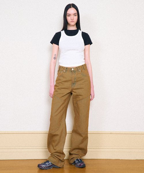 PARTIMENTO WOMEN（パルティメントウィメン）の「ダブルニージン_ウォッシュドベージュ（デニムパンツ・レディース・その他・SMALL/MEDIUM）」の4枚目の写真