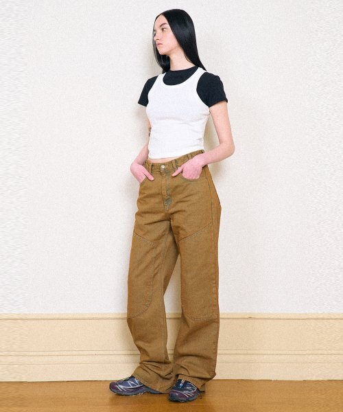 PARTIMENTO WOMEN（パルティメントウィメン）の「ダブルニージン_ウォッシュドベージュ（デニムパンツ・レディース・その他・SMALL/MEDIUM）」の5枚目の写真