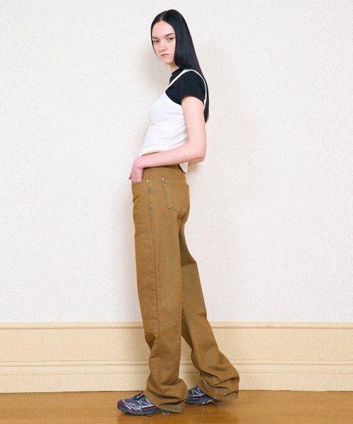 PARTIMENTO WOMEN（パルティメントウィメン）の「ダブルニージン_ウォッシュドベージュ（デニムパンツ・レディース・その他・SMALL/MEDIUM）」の6枚目の写真