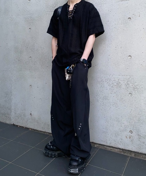 lilful(リルフル)の「バルーンカーブシルエットスタッズスラックス(スラックス・メンズ・ブラック/ブラウン・L/M)」の12枚目の写真