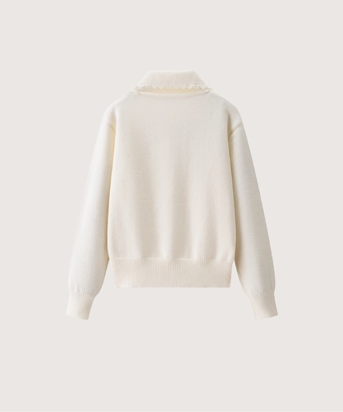 LA POMME petit(ラポミ・プチ)の「Pearl Button Sweet Rib Cardigan(カーディガン/ボレロ・レディース・ネイビー/アイボリー/グレー・FREE)」の4枚目の写真