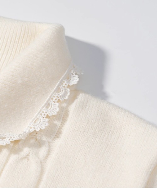 LA POMME petit(ラポミ・プチ)の「Pearl Button Sweet Rib Cardigan(カーディガン/ボレロ・レディース・ネイビー/アイボリー/グレー・FREE)」の5枚目の写真