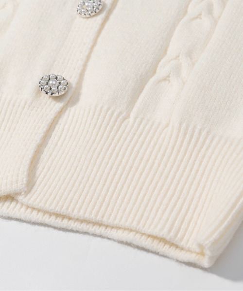 LA POMME petit(ラポミ・プチ)の「Pearl Button Sweet Rib Cardigan(カーディガン/ボレロ・レディース・ネイビー/アイボリー/グレー・FREE)」の8枚目の写真