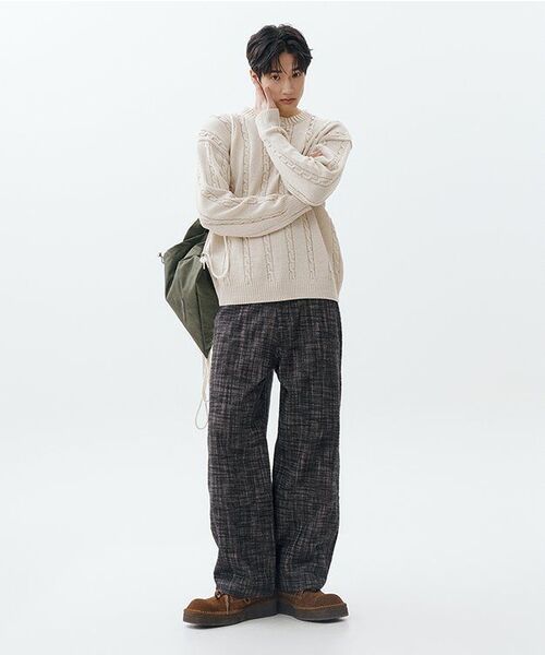 NODU（ノードユー）の「マイルドヘンリーネックラウンドニットTシャツ[ベージュ]（Tシャツ/カットソー・メンズ・その他・MEDIUM/LARGE）」の8枚目の写真