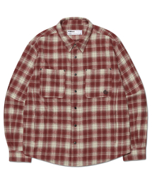NOMANUAL | FLANNEL CHECK SHIRT JACKET - BURGUNDY(シャツ/ブラウス)