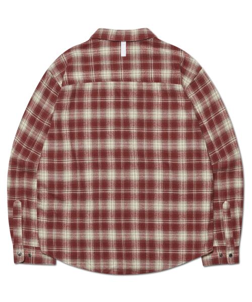 NOMANUAL（NOMANUAL）の「FLANNEL CHECK SHIRT JACKET - BURGUNDY（シャツ/ブラウス・レディース・その他・SMALL/LARGE/MEDIUM）」の2枚目の写真