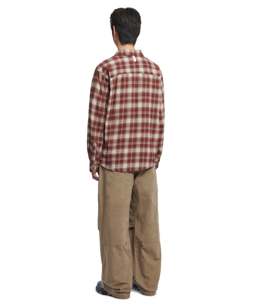 NOMANUAL（NOMANUAL）の「FLANNEL CHECK SHIRT JACKET - BURGUNDY（シャツ/ブラウス・レディース・その他・SMALL/LARGE/MEDIUM）」の4枚目の写真