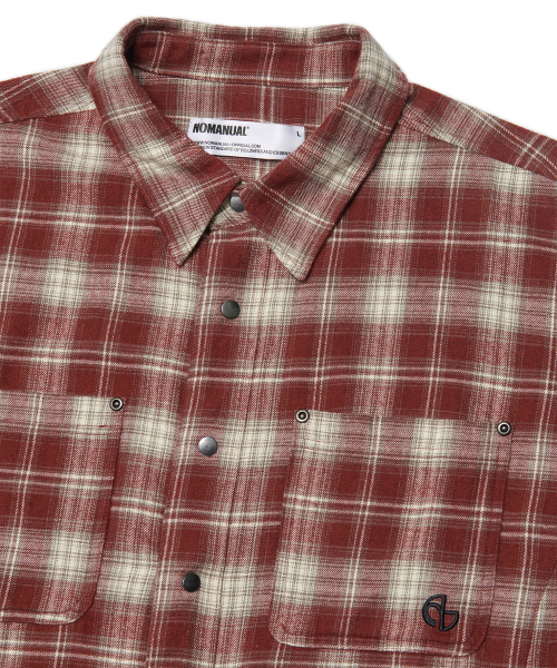 NOMANUAL（NOMANUAL）の「FLANNEL CHECK SHIRT JACKET - BURGUNDY（シャツ/ブラウス・レディース・その他・SMALL/LARGE/MEDIUM）」の5枚目の写真