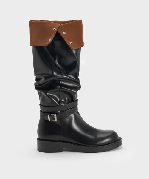 CHARLES & KEITH(チャールズ & キース)の「Ellis エリス ルーチドバックル フォールドオーバー サイハイブーツ(ブーツ・レディース・ブラウン系その他7/ブラック・22.5cm/25.5cm/24.5cm/23.5cm/23cm/25cm)」の20枚目の写真