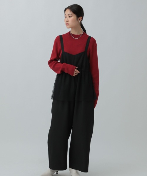 LEPSIM(レプシィム)の「チュールドッキングサロペット 603881(サロペット/オーバーオール・レディース・ブラック/キャメル・FREE)」の7枚目の写真