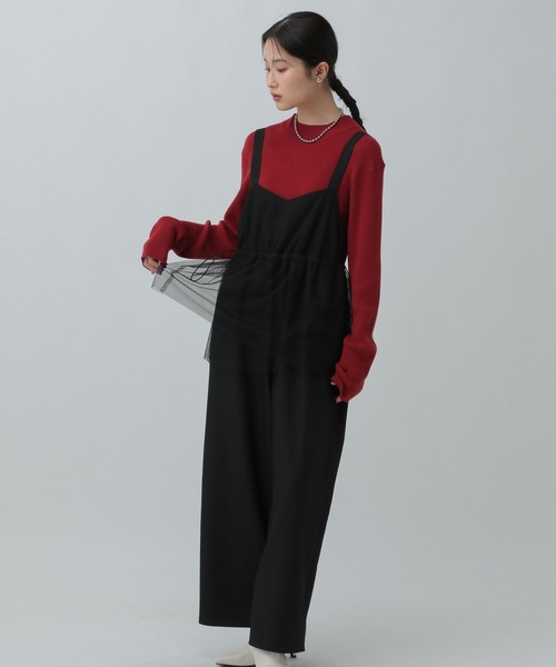 LEPSIM(レプシィム)の「チュールドッキングサロペット 603881(サロペット/オーバーオール・レディース・ブラック/キャメル・FREE)」の8枚目の写真