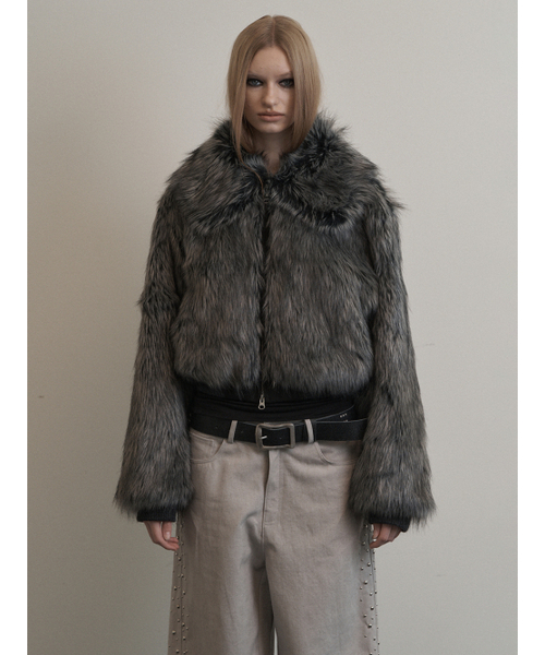 SETUP-EXE(セットアップイーエックスイー)の「FUR SHORT JACKET / CHARCOAL(ムートンコート・レディース・その他・OS)」の1枚目の写真