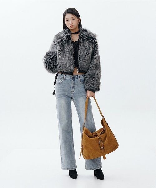 SETUP-EXE(セットアップイーエックスイー)の「FUR SHORT JACKET / CHARCOAL(ムートンコート・レディース・その他・OS)」の3枚目の写真